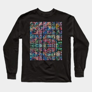 Six Lines with Multicolored Paint Long Sleeve T-Shirt